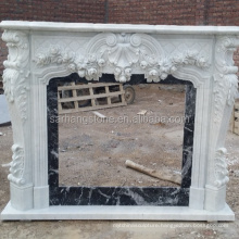 Indoor Decoration Contemporary White Marble Fireplace Surround
